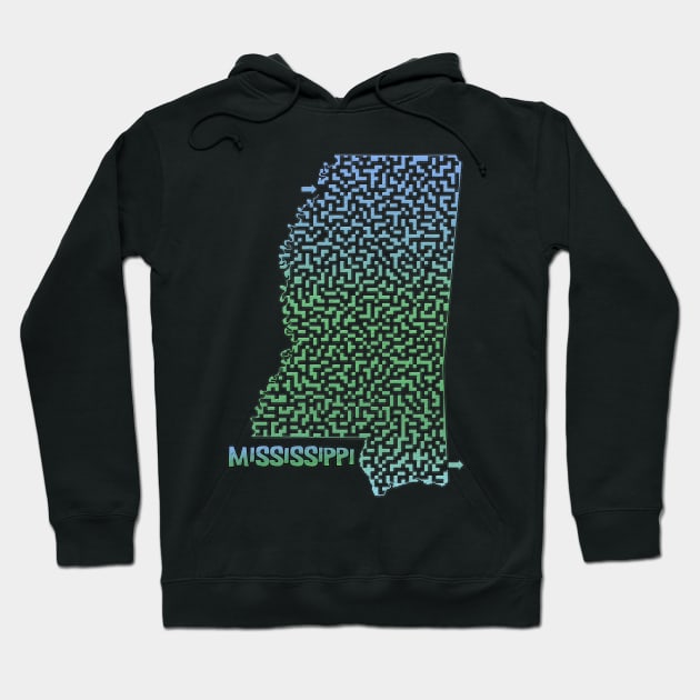 Mississippi State Outline Maze & Labyrinth Hoodie by gorff